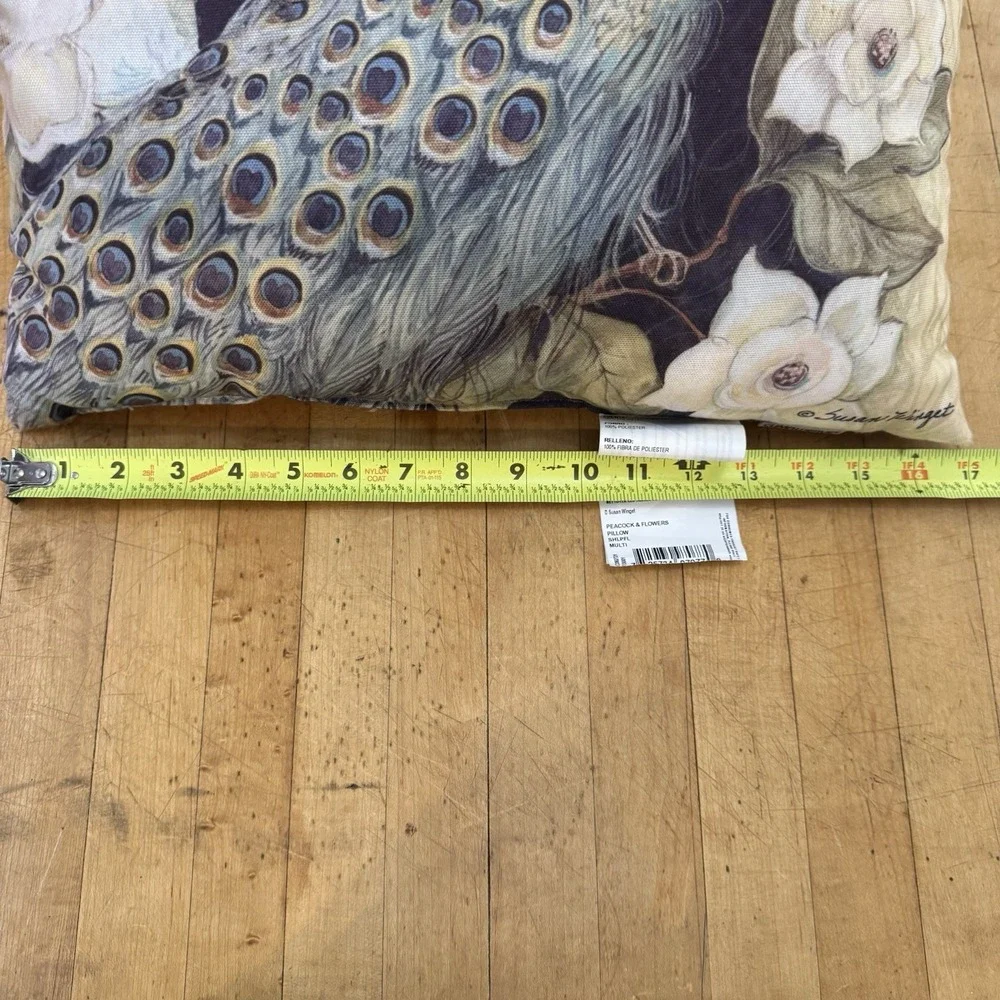 Climaweave Peacock Bird 17 x 12 Toss Throw Pillow Indoor Outdoor Susan Winget